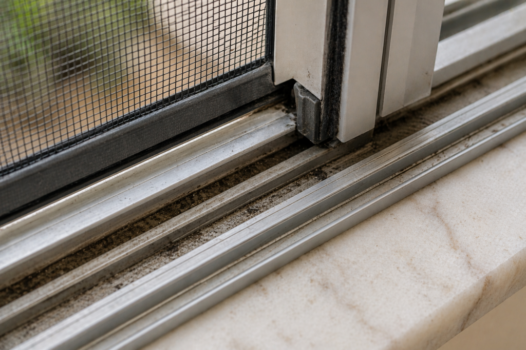 sporco tra le guide e binari