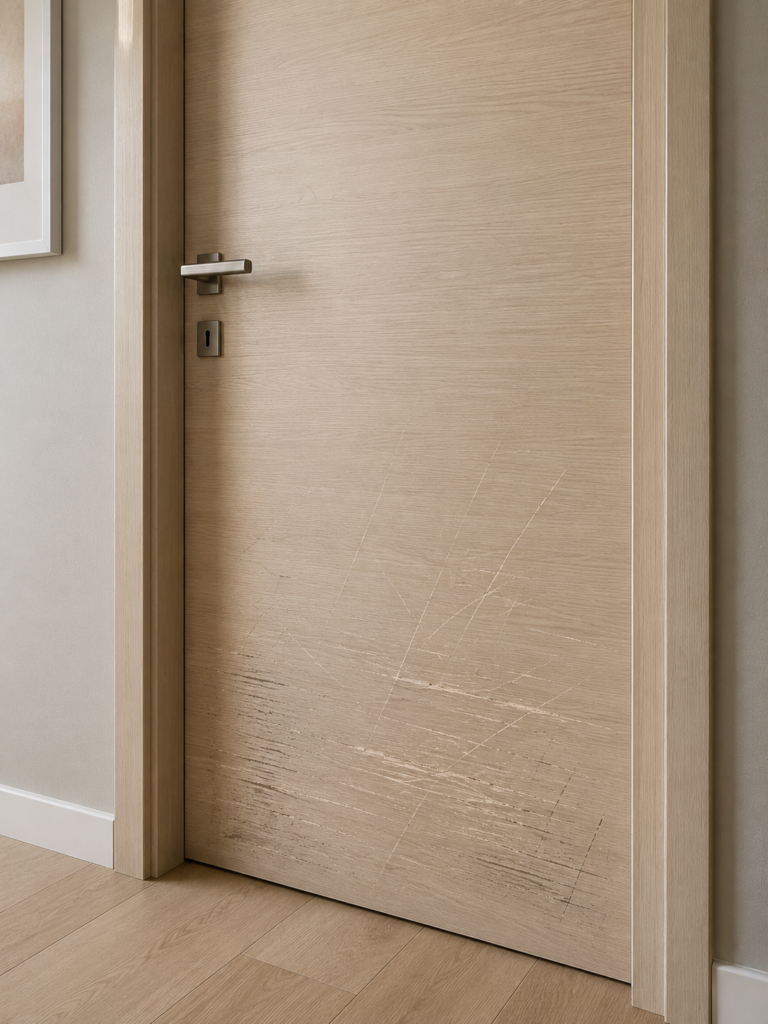 sostituire le porte interne con rivestimento danneggiato con graffi
